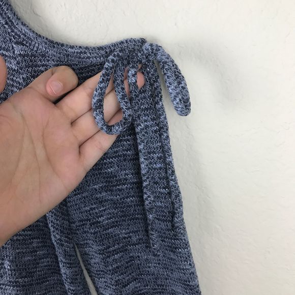 Moa Moa Blue Cold Shoulder Sweater Top Ruffles - Picture 3 of 6